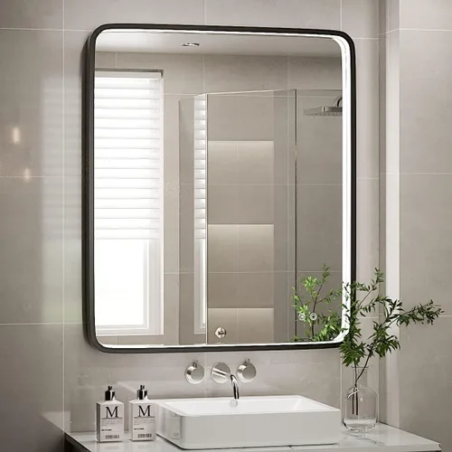 Vista 27 de Espejo Redondo Retroiluminado LED de 32 Pulgadas para Tocador, Espejo de Baño Iluminado Regulable 6000K Montado en Pared con Luces, Antivaho