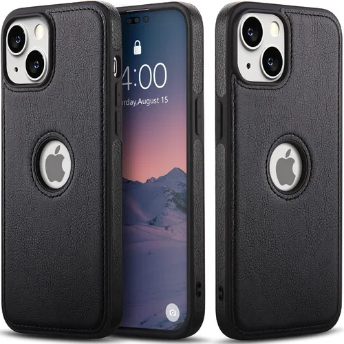 Vista 11 de WTCASE Funda de cuero para iPhone 14 Pro, delgada, flexible, agarre suave, funda de piel sintética de lujo Vgean para hombres, fundas duraderas Negro