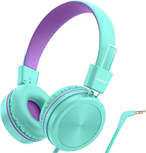 Vista 13 de Cowyawn - Auriculares infantiles, auriculares para niños con limitador de volumen seguro de 94 dB, auriculares escolares con cable para niños