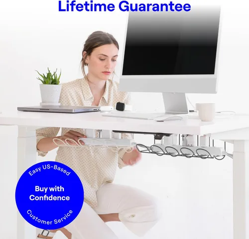 Vista 6 de CarryUp - Bandeja para cables debajo del escritorio para dormitorio, color Crema