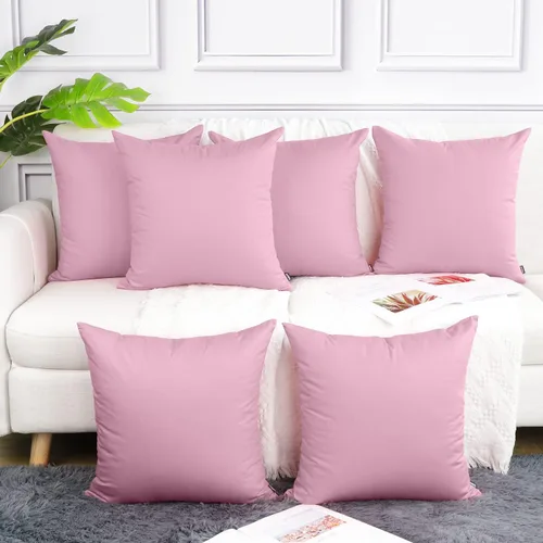 Vista 20 de Coddsmz Paquete de 6 fundas de almohada decorativas 100% algodón, fundas de cojín cuadradas de Navidad sólidas para el hogar, cama, sofá, día
