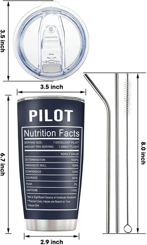 Vista 6 de Pilot Gifts - Vaso de aviación de acero inoxidable aislado de 20 onzas para hombres de aviación, regalos para pilotos, tazas de café, regalo