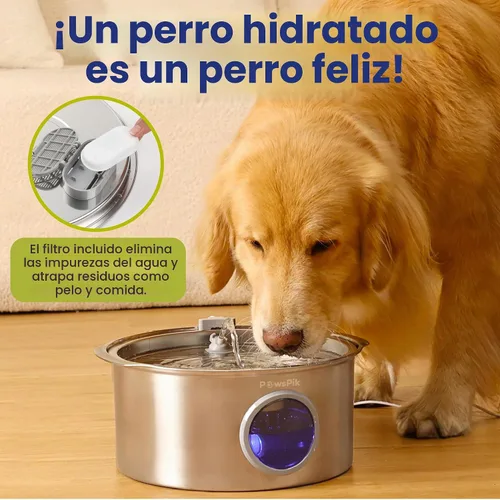 Vista 3 de PawsPik Fuente de agua para perros de acero inoxidable ultra silenciosa, 1.8 galones