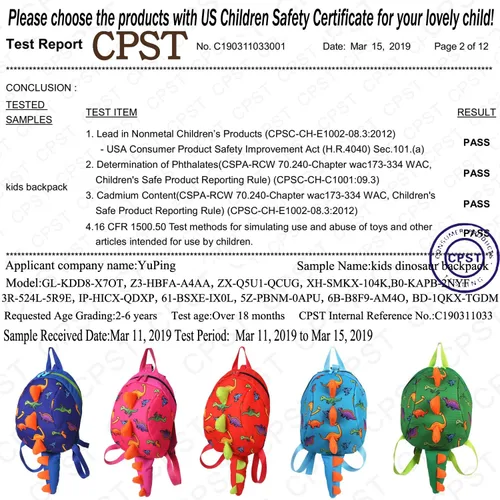 Vista 2 de Toddler kids Dinosaur Backpack Book Bags with Safety Leash for Boys Girls