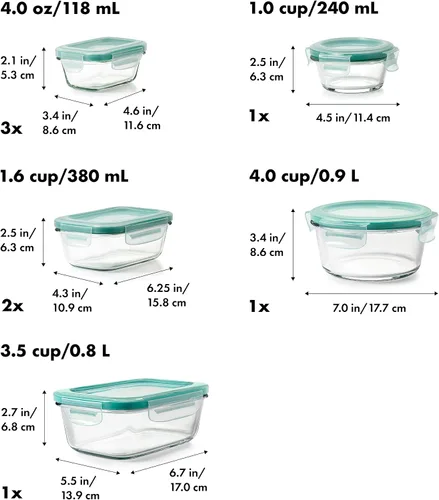Vista 2 de OXO Good Grips - Juego de recipientes herméticos para uso diario (16 piezas)