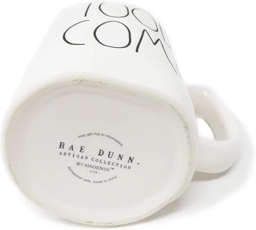 Vista 3 de Rae Dunn By Magenta Taza de té de café de cerámica LL de COMA de la comida con la edición limitada 2019 interior naranja