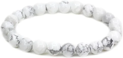 Vista 23 de Keleny Gem - Pulsera elástica de piedras semipreciosas con cuentas redondas de 8 mm, 7 pulgadas, unisex Ágata de encaje azul de grado A