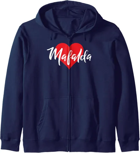 Vista 4 de I Love Mafalda First Name Camiseta I Heart Named Sudadera con capucha y cremallera, Negro