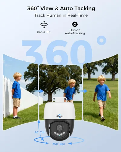 Vista 2 de Hiseeu Sistema de cámara PoE Secuirty de 6 MP, con 2 cámaras de seguridad con cable PoE de 5MP para exteriores e interiores, audio de 2 vías, visión