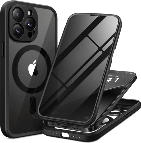 Vista 51 de BERFY Funda para iPhone 17 Pro Max, compatible con MagSafe, protector de pantalla de vidrio integrado, protección de cámara, funda de cuerpo