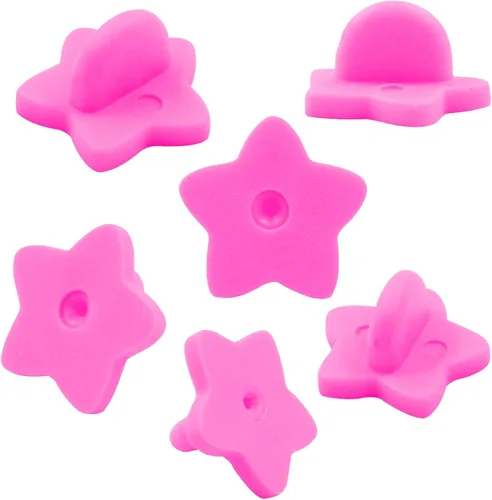 Vista 10 de Paquete de 100 pines de goma en forma de estrella, soporte de broche para corbata de sombrero de insignia de uniforme (negro)