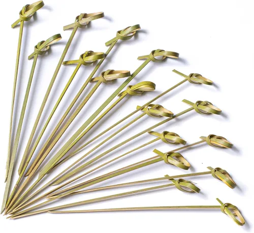 Vista 27 de PuTwo palillos de cóctel hechos a mano 300 unidades palillos de cóctel de bambú natural con cuentas cúbicas en los extremos, ecológicos, pinchos