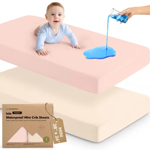 Vista 16 de Sábanas ajustadas para Pack and Play - Paquete de 2 sábanas mini para cuna para Pack N Play, colchón 38x26, ropa de cama suave y acogedora