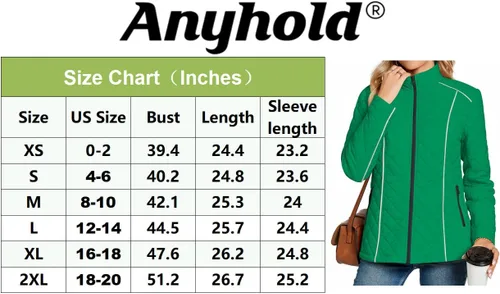 Vista 5 de Anyhold Women's Lightweight Full Zip Jacket Diamond Quilted Coat Long Sleeve Stand Collar Trendy Winter Coat with Pockets
