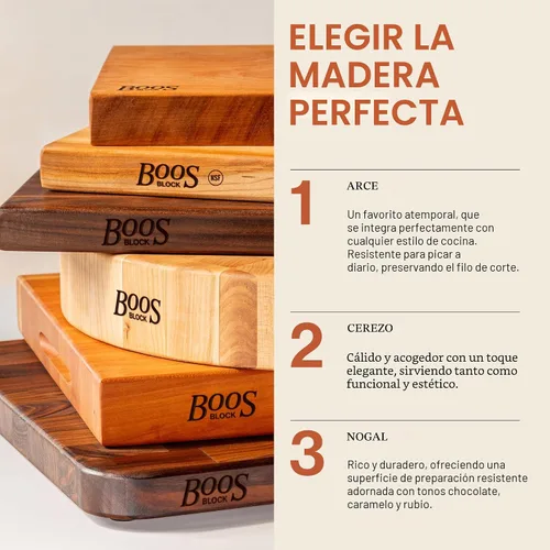 Vista 6 de John Boos Serie Chop-N-Slice Tabla de Cortar Cuadrada de Madera de Arce 10"x10" – 1" de Grosor, Bloque de Carnicero Reversible de 4 libras