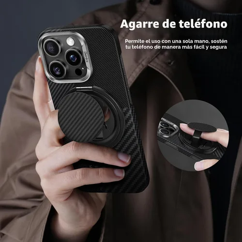 Vista 6 de BENKS ArmorPop │ Agarre magnético para teléfono y soporte para MagSafe, soporte de anillo giratorio ajustable de 360° para iPhone 17/16/15/14/13/12