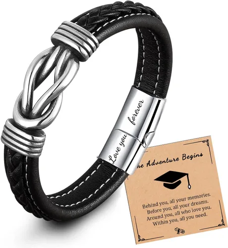 Vista 12 de Pulsera de cuero con texto en inglés "To My Man", regalo para marido de parte de WifeI Love You Forever and Always Pulseras para novio, aniversario