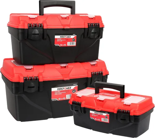 Vista 9 de MAXPOWER - Caja de herramientas de 13 pulgadas, caja de herramientas pequeña con bandeja extraíble y organizador de caja de herramientas con doble