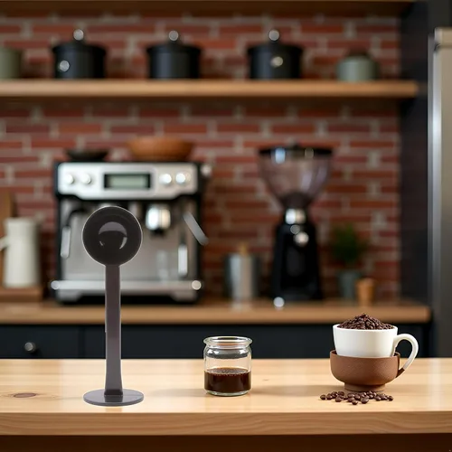 Vista 6 de Cuchara de grano de café gris 2 en 1, cuchara de tamper, herramienta de té para café en granos, cucharas de café de medición de café