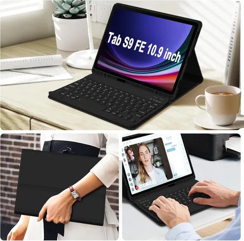 Vista 7 de GOKOCO para Samsung Galaxy Tab S10 Lite/S10 FE/S9 FE 10.9"/Tab S9 11" Funda para Teclado, Funda Magnética Desmontable Inalámbrica Bluetooth con Negro