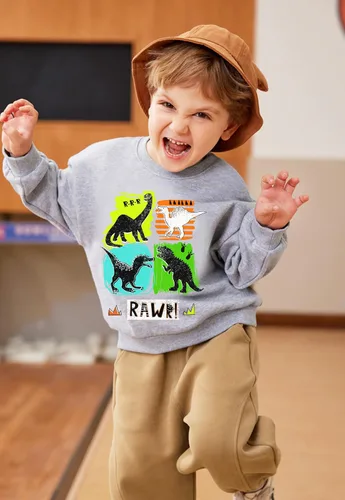 Vista 3 de Sudadera de dinosaurio para niños pequeños, camisa de manga larga Dinosaurio T-Rex