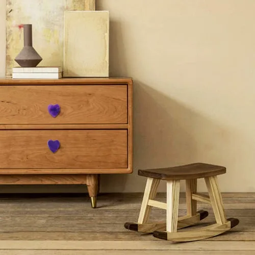 Vista 3 de Rockcloud Cajón de perilla de ágata con tornillos, mango de ágata morada en forma de corazón para armario, armario, accesorios de ferretería