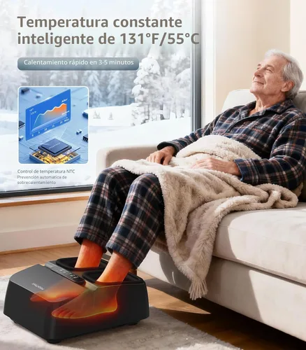 Vista 5 de MOUNTRAX Máquina Masajeador de Pies con Calor, Masajeador de Pies para Fascitis Plantar, Dolor de Neuropatía, Masajeador de Pies Shiatsu con Control