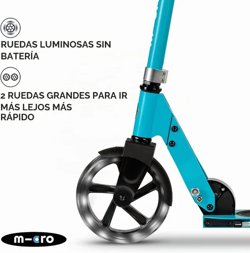 Vista 4 de Micro Kickboard - Micro Cruiser LED - Monopatín Micro plegable de dos ruedas con diseño suizo, para niños con deslizamiento suave y ruedas grandes