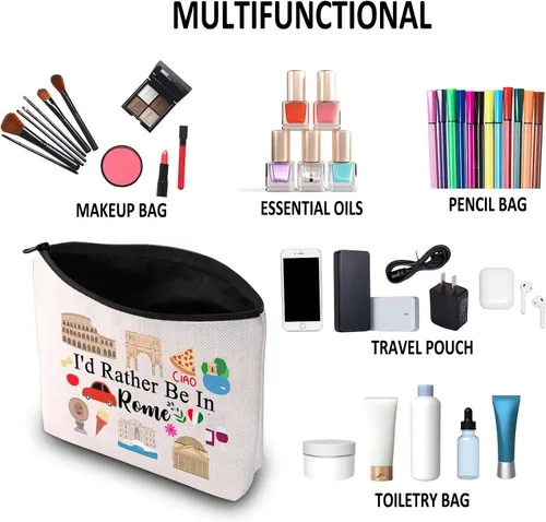 Vista 4 de G2TUP Rome Travel Gift Rome Makeup Bag Rome Journey Cosmetic Bag Rome Trip Souvenir Gift Roma amante regalo Rome camping regalo, Roma MB