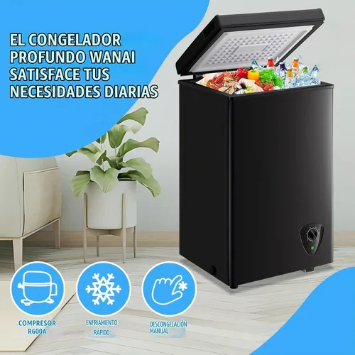 Vista 5 de WANAI - Congelador de pecho mini congelador profundo con capacidad compacta congeladores de congelación rápida para el hogar, oficina, dormitorio