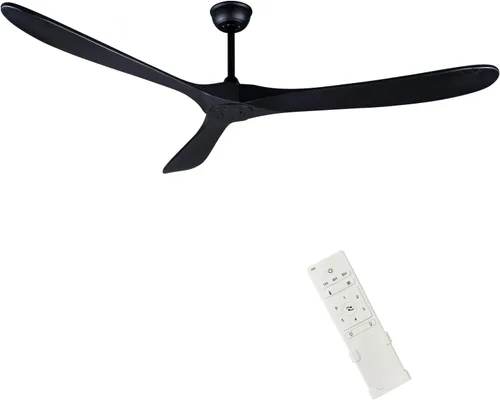 Vista 18 de Ventilador de techo de madera para interiores y exteriores de 52 pulgadas, ventilador de techo CC de 3 aspas con control remoto, 2 varillas Cuerpo