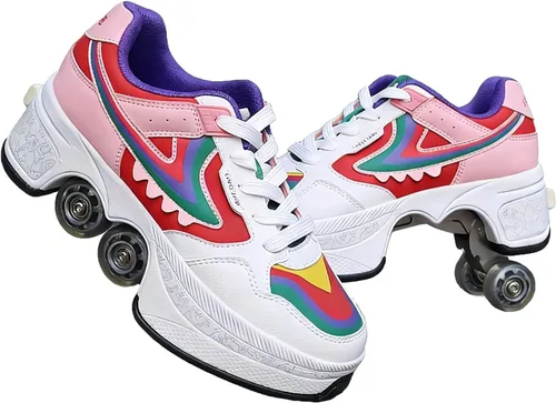 Vista 25 de 2-in-1 Roller Skates & Sneakers with Retractable Wheels - Convertible Lightweight Outdoor Fitness Shoes for Women, Men & Children - Unisex Kick