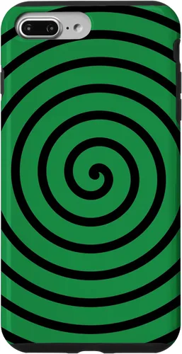 Vista 9 de Carcasa minimalista para iPhone 14 con diseño minimalista en espiral negro sobre verde