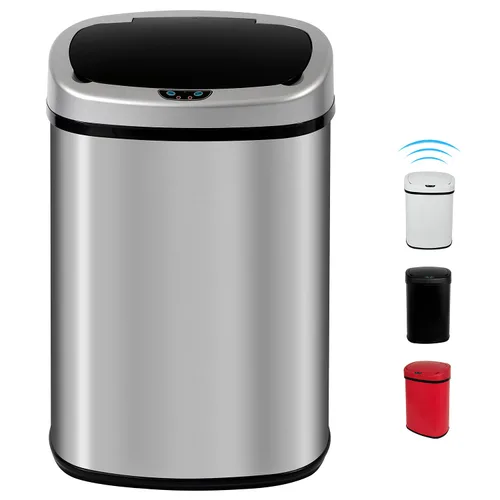 Vista 9 de Basurero de cocina de 13 galones de acero inoxidable cepillado, papelera automática, sin tacto, alta capacidad, 50 litros con tapa, para cocina