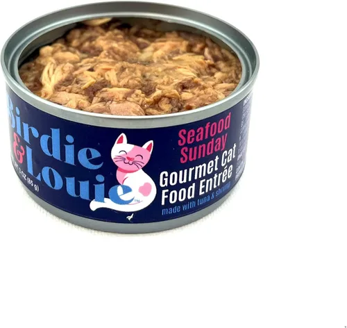 Vista 4 de Birdie & Louie Tuna Tuesday/Seafood Sunday Variety Pack Wet Cat Food Gourmet Entradas 3 Oz Latas a granel Caja de 24 latas