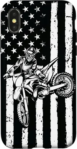 Vista 5 de Funda de motocross con bandera de Estados Unidos para iPhone 17