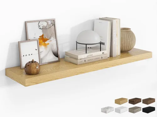 Vista 30 de RICHFOCUS Estantes flotantes de 8 pulgadas para estantes cuadrados de pared para dormitorio, cocina, baño, estante flotante de madera rústica