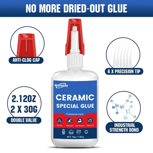 Vista 2 de Pegamento de cerámica 2 x 1.06 oz, adhesivo instantáneo impermeable y de alta resistencia