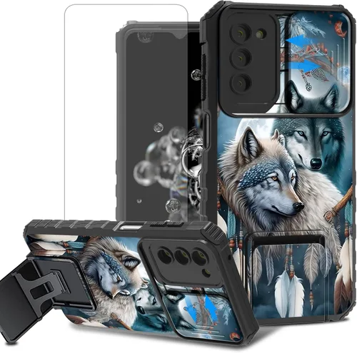 Vista 68 de Funda para teléfono Samsung Galaxy A15 5G con protector de pantalla con cubierta deslizante para cámara y soporte de doble capa híbrida resistente a
