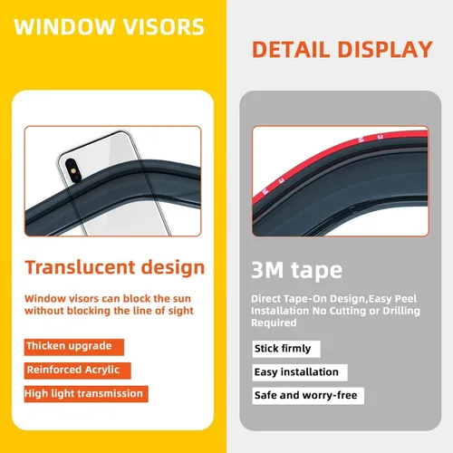 Vista 3 de Protectores de lluvia compatibles con modelos Trailblazer/GMC Envoy 2002-2009 para 5 pasajeros, visera de ventana lateral, deflector de viento