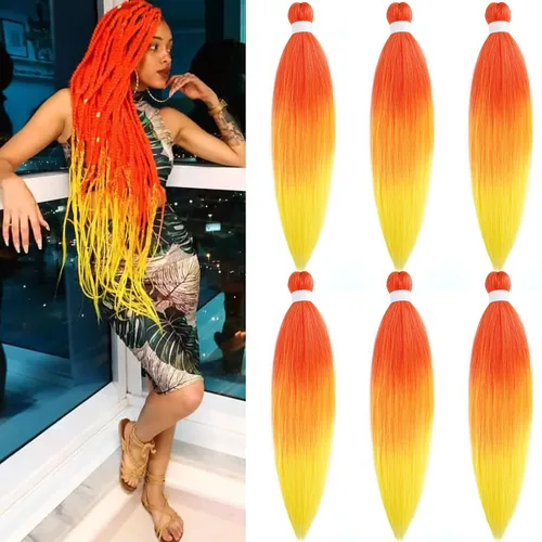 Vista 45 de Pelo trenzado corto 1B negro preestirado Extensiones de pelo trenzado para niños para trenzas de caja sin nudos, pelo trenzado preestirado de 16