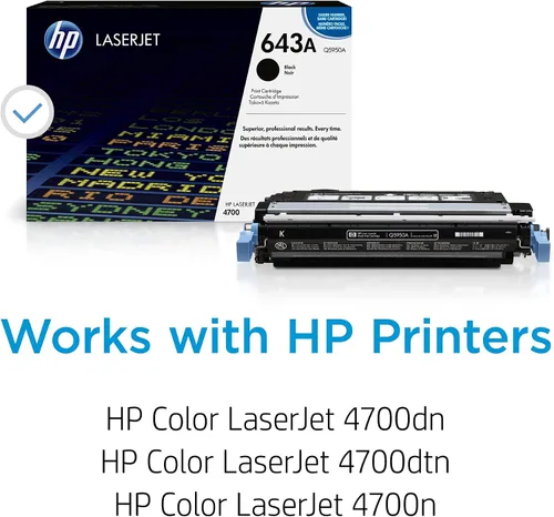 Vista 2 de Cartucho de tóner negro original HP 643A Funciona con HP Color LaserJet 4700 Series Q5950A