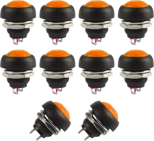 Vista 12 de Ampper Mini interruptores momentáneos de botón, 2 pines de encendido y apagado 1A, 250 V, CA, 0.276 in, redondo, SPST, interruptor de botón Negro