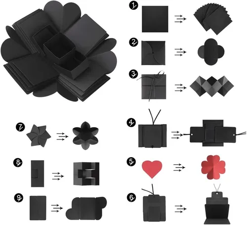Vista 5 de Caja de regalo creativa de explosión, álbum de fotos de amor DIY como regalo de cumpleaños y caja sorpresa anillo sobre flores de amor abierto