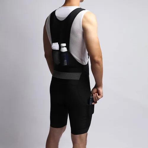 Vista 4 de Pantalones cortos de ciclismo para hombre, 4 bolsillos, pantalones cortos para bicicleta de carretera, pantalones cortos de bicicleta de viaje largo
