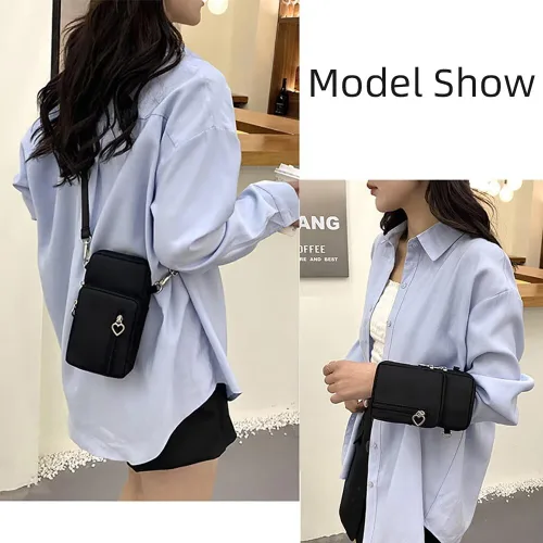 Vista 2 de Bolsa para teléfono celular, resistente al agua, bolsa de viaje, bolsa deportiva para brazos, mini bolso de hombro con correa ajustable