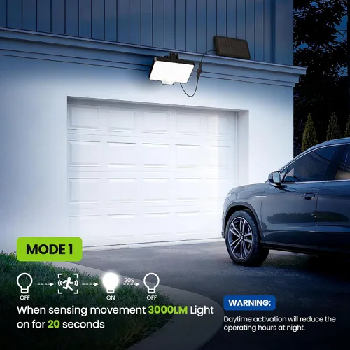 Vista 3 de Luces solares de inundación al aire libre, 294 luces LED con sensor de movimiento al aire libre, luz solar impermeable IP67 para exteriores, luces