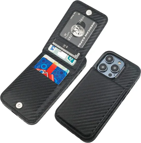 Vista 18 de KIHUWEY Compatible con iPhone 14 Pro Funda Cartera con Tapa con Soporte para Tarjetas de Crédito, Cuero Premium con Cierre Magnético, Función Atril