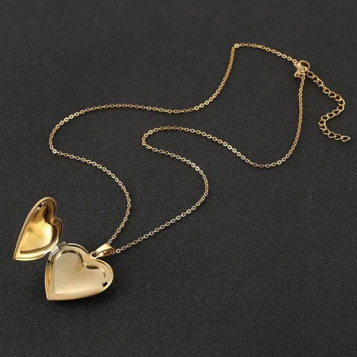 Vista 2 de Jude Jewelers Collar con colgante de acero inoxidable en forma de corazón estilo medallón para fiesta, boda, promesa, aniversario, Metal, Circonia