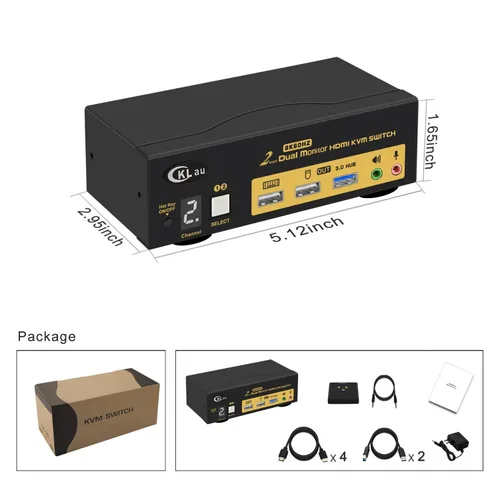 Vista 6 de Conmutador KVM HDMI 2.1 2x2 para 2 computadoras y 2 monitores, 8K @60Hz, 4K @144Hz, Hub USB 3.0, emulación EDID, teclas de acceso rápido